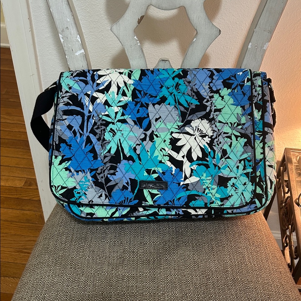 Vera Bradley Quilted Floral Messenger Bag - Blue & Teal
